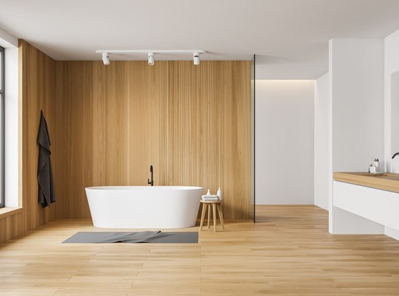 Bathroom with wooden floors | Featured image for the internal linings page